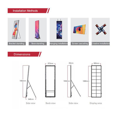 شاشة عرض ملصق LED ذكية P1.9 ، شاشة LED تجارية محمولة سمك 2.5 سم
